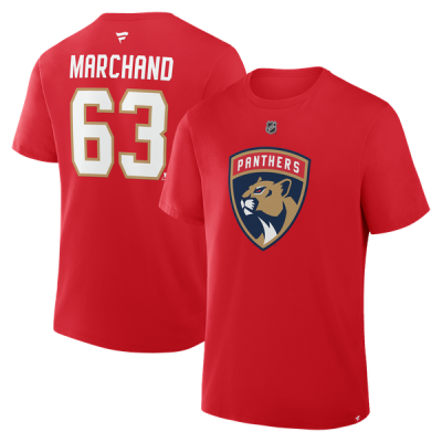 Футболка Florida Panthers Brad Marchand Fanatics Red Authentic Stack Name & Number