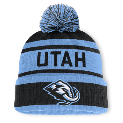 Шапка с помпоном Utah Mammoth Fanatics Black/Light Blue Fundamental Cuffed