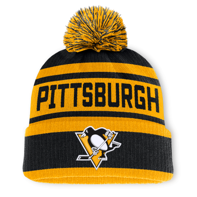 Шапка с помпоном Pittsburgh Penguins Fanatics Black/Gold Fundamental Cuffed