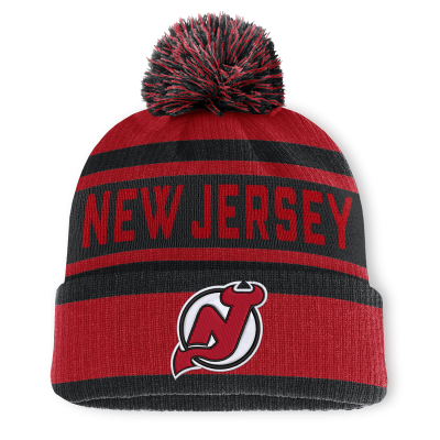 Джерси New Devils Fanatics Red/Black Fundamental Cuffed Knit Hat with Pom