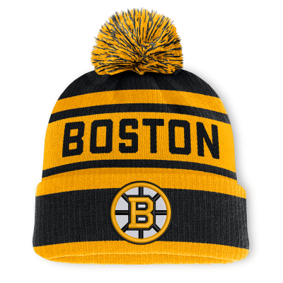 Шапка с помпоном Boston Bruins Fanatics Black/Gold Fundamental Cuffed
