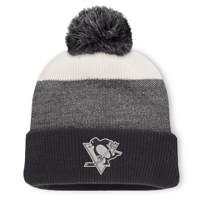 Шапка с помпоном Pittsburgh Penguins Fanatics Black/Light Beige Monochrome Cuffed