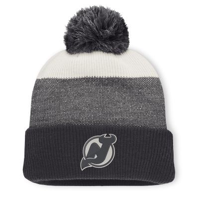 Джерси New Devils Fanatics Black/Light Beige Monochrome Cuffed Knit Hat with Pom