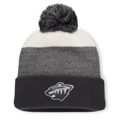 Шапка с помпоном Minnesota Wild Fanatics Black/Light Beige Monochrome Cuffed