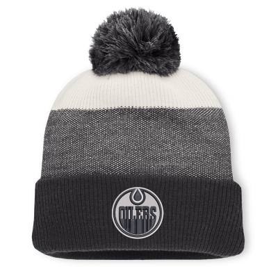 Шапка с помпоном Edmonton Oilers Fanatics Black/Light Beige Monochrome Cuffed