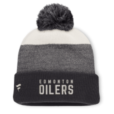 Шапка с помпоном Edmonton Oilers Fanatics Black/Light Beige Monochrome Cuffed