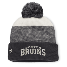 Шапка с помпоном Boston Bruins Fanatics Black/Light Beige Monochrome Cuffed