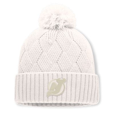 Женская джерси New Devils Fanatics Cream Level Up Cuffed Knit Hat with Pom