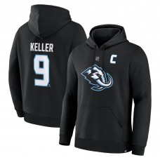 Utah Mammoth Clayton Keller Fanatics Black Authentic Stack Name & Number Hoodie