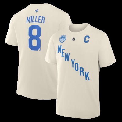 New York Rangers J.T. Miller Fanatics Beige 2026 NHL Winter Classic Authentic Stack Name & Number T-Shirt