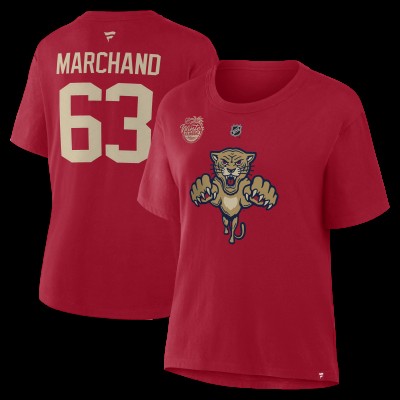 Женская Florida Panthers Brad Marchand Fanatics Red 2026 NHL Winter Classic Authentic Stack Name & Number T-Shirt