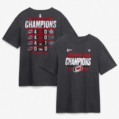 Футболка Carolina Hurricanes Fanatics Heather Charcoal 2026 Stanley Cup Champions Schedule