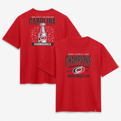 Женская Футболка Carolina Hurricanes Fanatics Red 2026 Stanley Cup Champions Signature Roster