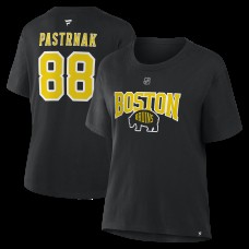 Футболка Женская Boston Bruins David Pastrnak Fanatics Black 2026 NHL Stadium Series Authentic Stack Name & Number