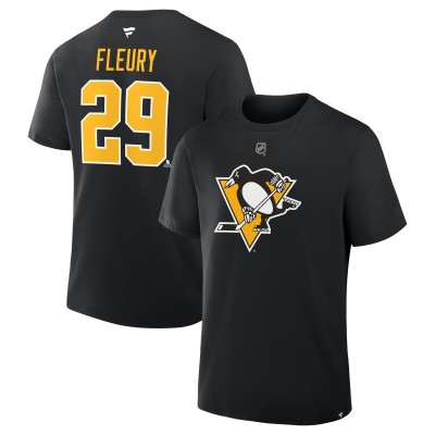 Футболка Pittsburgh Penguins Marc-Andre Fleury Fanatics Black Authentic Stack Name & Number