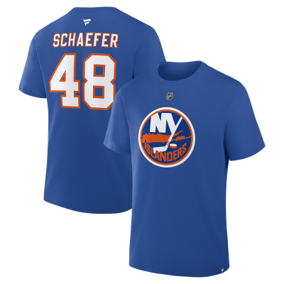 New York Islanders Matthew Schaefer Fanatics Royal Authentic Stack Name & Number T-Shirt