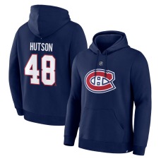 Толстовка Montreal Canadiens Lane Hutson Fanatics Navy Authentic Stack Name & Number