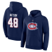 Толстовка Montreal Canadiens Lane Hutson Fanatics Navy Authentic Stack Name & Number