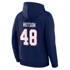 Толстовка Montreal Canadiens Lane Hutson Fanatics Navy Authentic Stack Name & Number