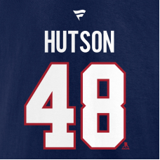 Толстовка Montreal Canadiens Lane Hutson Fanatics Navy Authentic Stack Name & Number