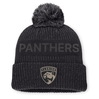 Шапка с помпоном Florida Panthers Fanatics Charcoal Road Phantom Cuffed