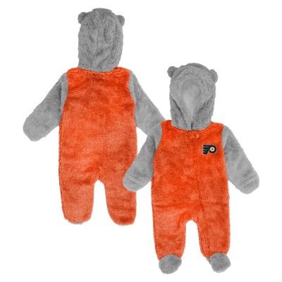 Newborn & Малышам Philadelphia Flyers Orange Game Nap Teddy Fleece Bunting Full-Zip Sleeper