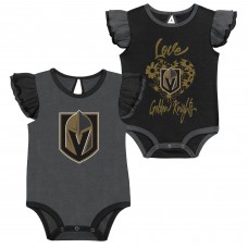 Girls Infant Vegas Golden Knights Black/Gray Two-Pack Training Bodysuit Set