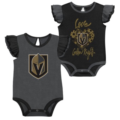 Girls Infant Vegas Golden Knights Black/Gray Two-Pack Training Bodysuit Set