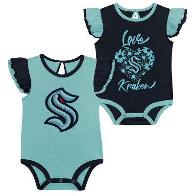 Girls Infant Seattle Kraken Navy/Light Blue Two-Pack Training Bodysuit Set