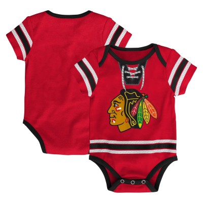 Малышам Chicago Blackhawks Red Hockey Jersey Bodysuit