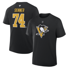 Pittsburgh Penguins Stuart Skinner Fanatics Black Authentic Stack Name & Number T-Shirt