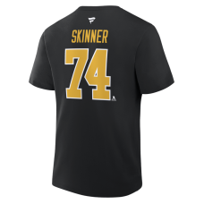 Pittsburgh Penguins Stuart Skinner Fanatics Black Authentic Stack Name & Number T-Shirt