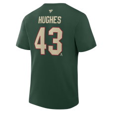 Minnesota Wild Quinn Hughes Fanatics Green Authentic Stack Name & Number T-Shirt