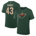 Minnesota Wild Quinn Hughes Fanatics Green Authentic Stack Name & Number T-Shirt