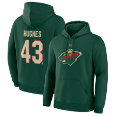 Minnesota Wild Quinn Hughes Fanatics Green Authentic Stack Name & Number Hoodie