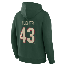 Minnesota Wild Quinn Hughes Fanatics Green Authentic Stack Name & Number Hoodie