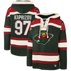 Minnesota Wild Quinn Hughes Fanatics Green Authentic Stack Name & Number Hoodie