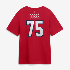 Футболка Montreal Canadiens Jakub Dobes Fanatics Red Authentic Stack Name & Number