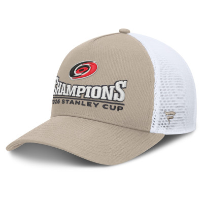 Бейсболка Carolina Hurricanes Fanatics Light Beige/White 2026 Stanley Cup Champions A-Frame Trucker