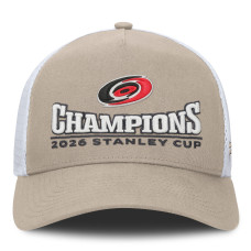 Бейсболка Carolina Hurricanes Fanatics Light Beige/White 2026 Stanley Cup Champions A-Frame Trucker Бейсболка Carolina Hurricanes Fanatics Light Beige/White 2026 Stanley Cup Champions A-Frame Trucker