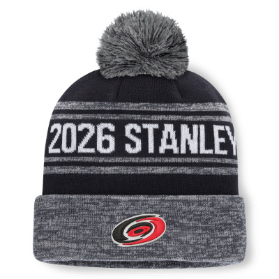 Шапка с помпоном Carolina Hurricanes Fanatics Gray/Black 2026 Stanley Cup Champions Cuffed
