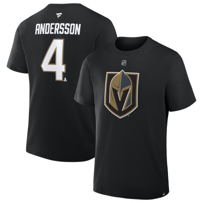 Футболка Vegas Golden Knights Rasmus Andersson Fanatics Black Authentic Stack Name & Number