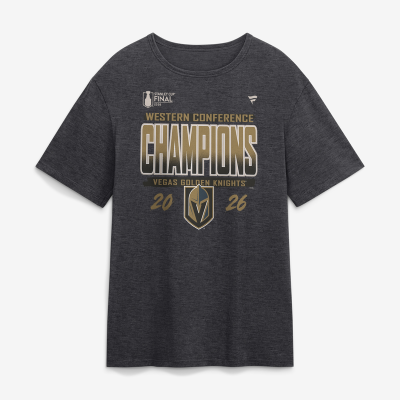 Футболка Vegas Golden Knights Fanatics Heather Charcoal 2026 NHL Western Conference Champions Locker Room