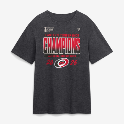 Футболка Carolina Hurricanes Fanatics Heather Charcoal 2026 NHL Eastern Conference Champions Locker Room