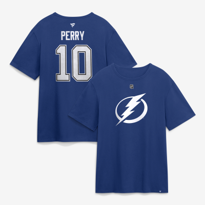 Футболка Tampa Bay Lightning Corey Perry Fanatics Blue Authentic Stack Name & Number