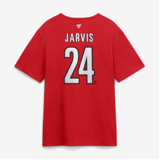 Футболка Carolina Hurricanes Seth Jarvis Fanatics Red 2026 Stanley Cup Champions Authentic Stack Name & Number