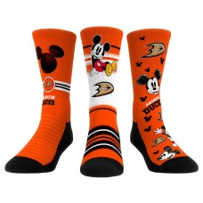 Mickey Mouse Anaheim Ducks Rock Em Socks Unisex Three-Pack Crew Socks Set - Orange