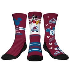 Три пары носков Mickey Mouse Colorado Avalanche Rock Em Youth - Burgundy