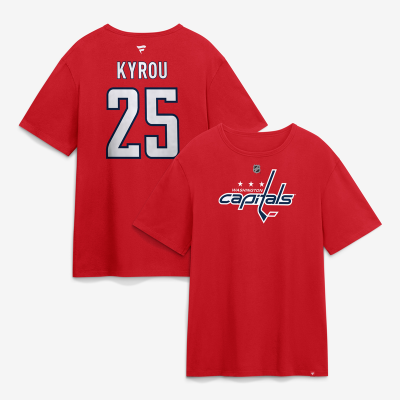 Футболка Washington Capitals Jordan Kyrou Fanatics Red Authentic Stack Name & Number