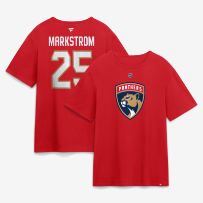 Футболка Florida Panthers Jacob Markstrom Fanatics Red Authentic Stack Name & Number